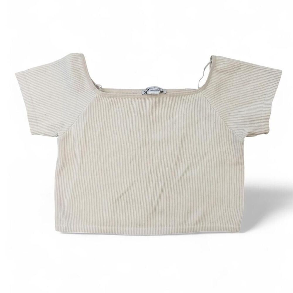 Zara Women's Cream and White Crop-top